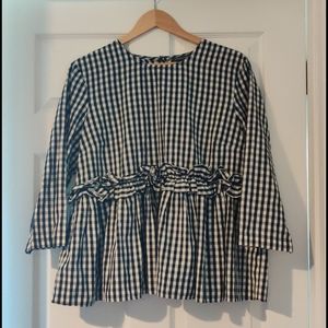 Chelsea & Theodore Plaid Peplum Top